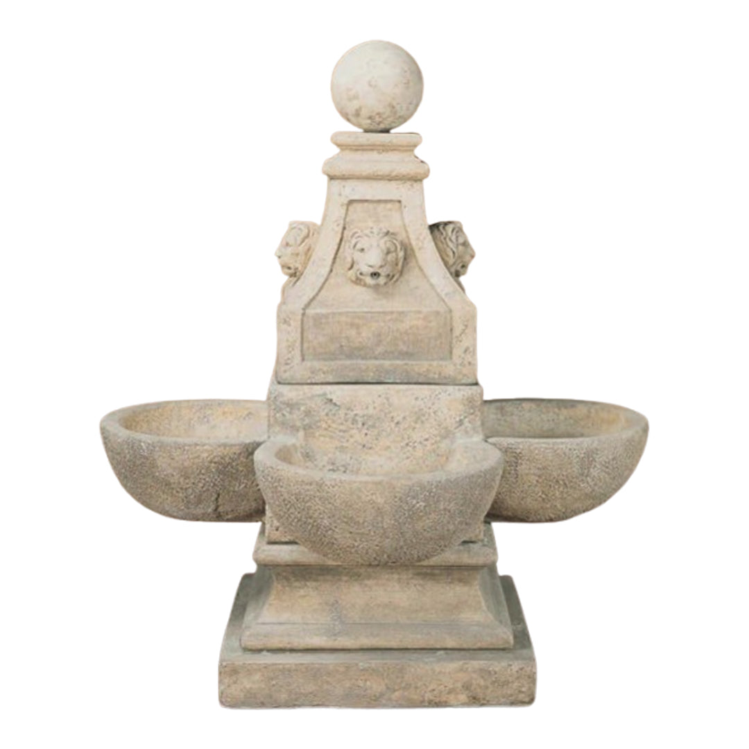 Giannini Garden Venetian Lion Head Cast Stone Outdoor Garden Fountain 1052 1052