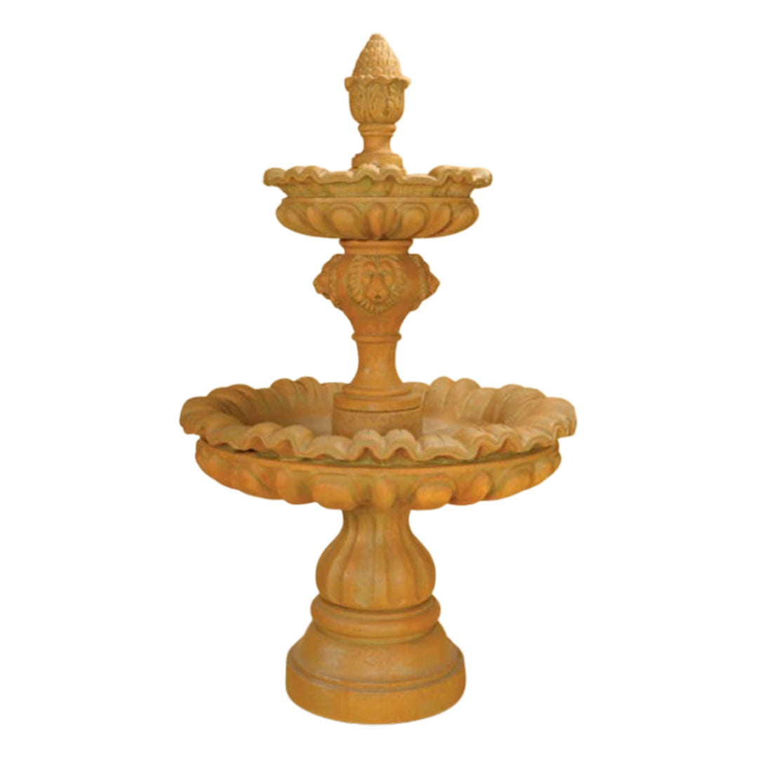 Giannini Garden Venezia Lion Head 2-Tier Cast Stone Outdoor Fountain 1241 1241