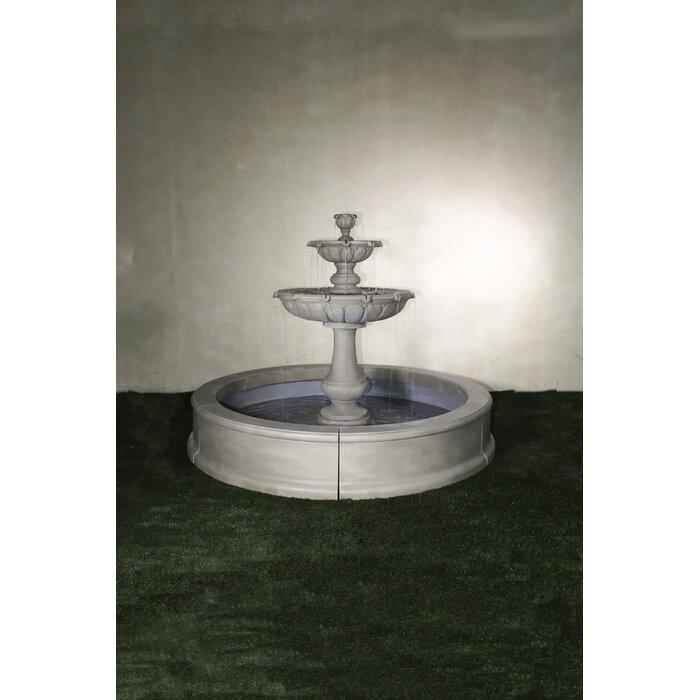 Giannini Garden Vicentina Cast Stone Outdoor Courtyard Fountain with Basin