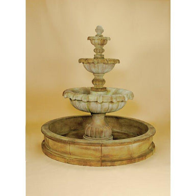 Giannini Garden Vistamar 3-Tier Cast Stone Outdoor Courtyard Fountain with Basin 1282