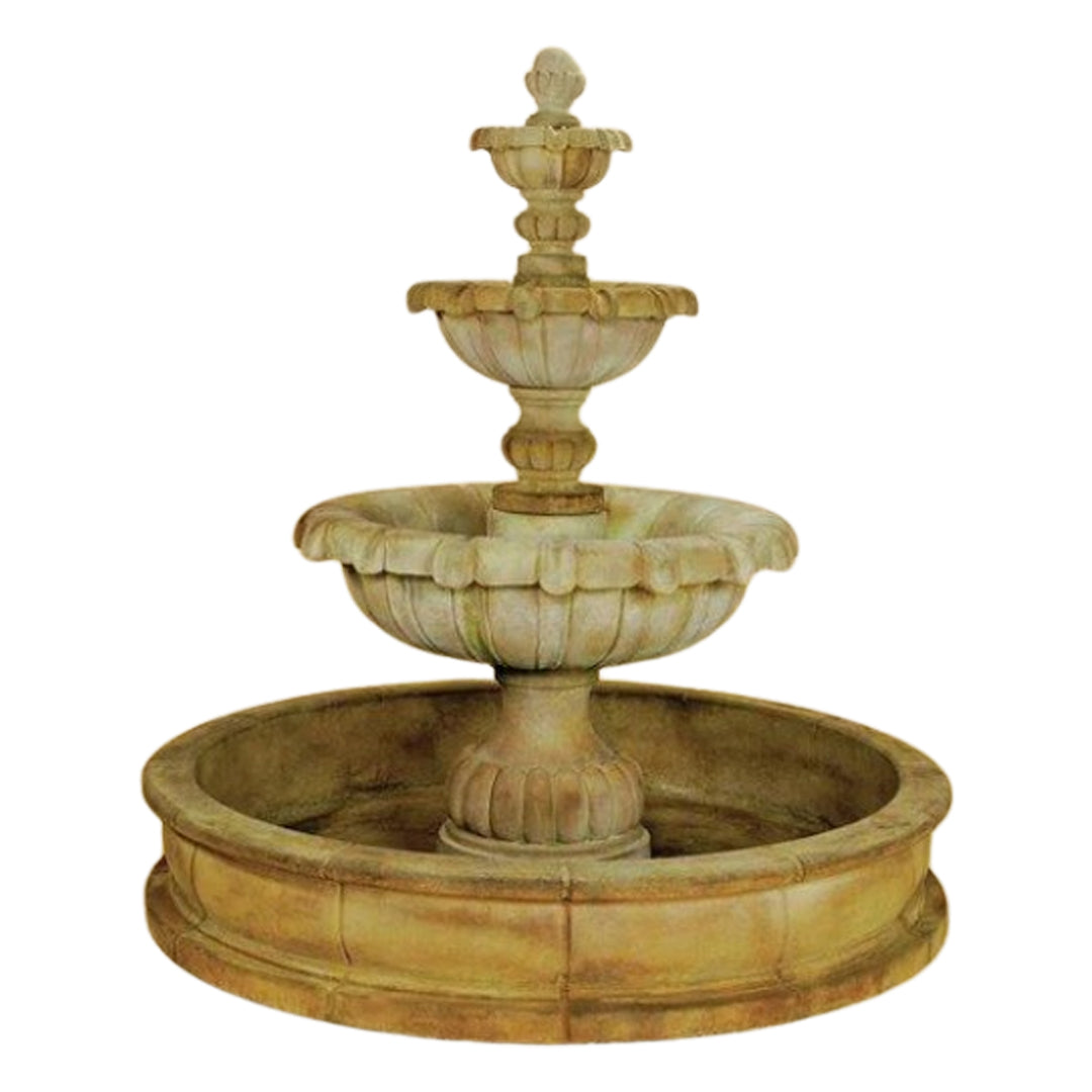 Giannini Garden Vistamar 3-Tier Cast Stone Outdoor Courtyard Fountain with Basin 1282