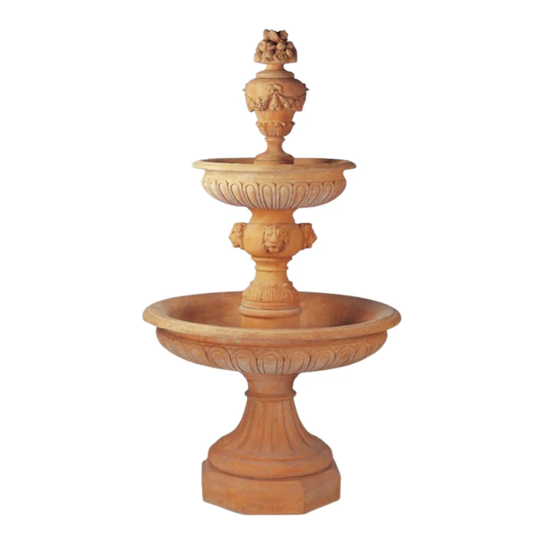 Giannini Garden Windsor Lion Head Cast Stone Outdoor Courtyard Fountain 1034
