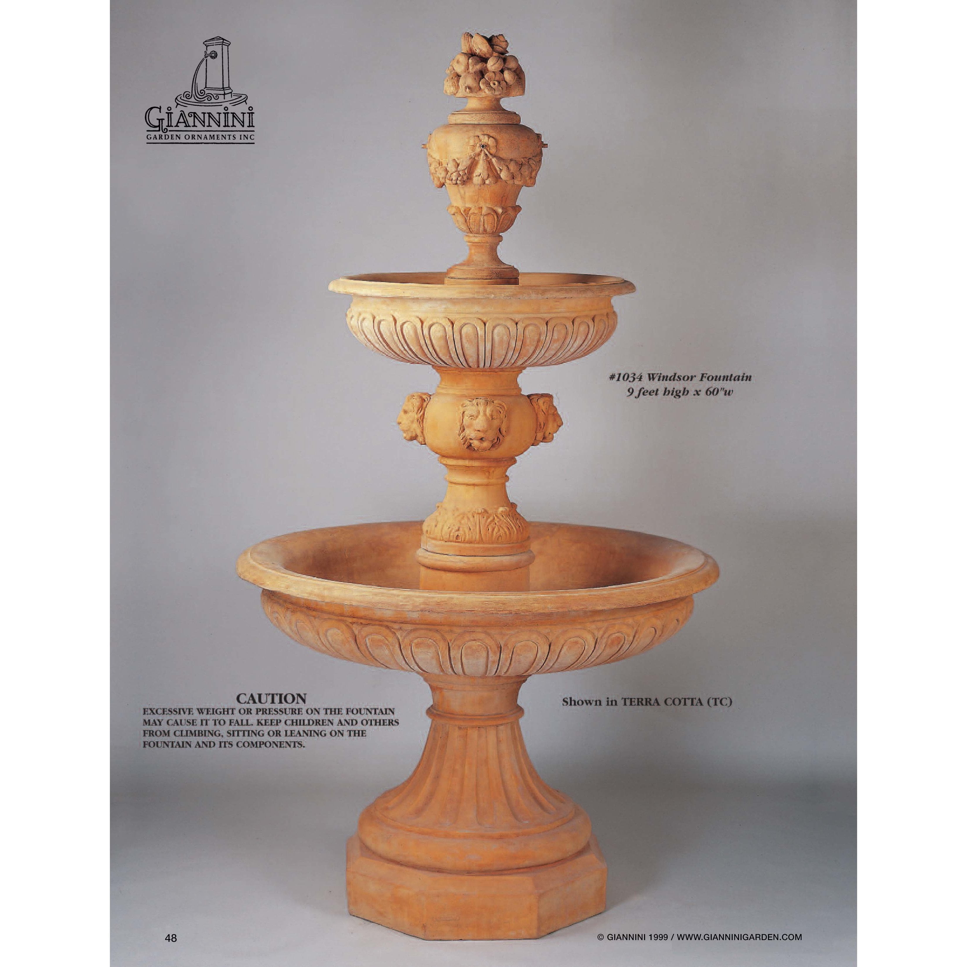 Giannini Garden Windsor Lion Head Cast Stone Outdoor Courtyard Fountain 1034 1034