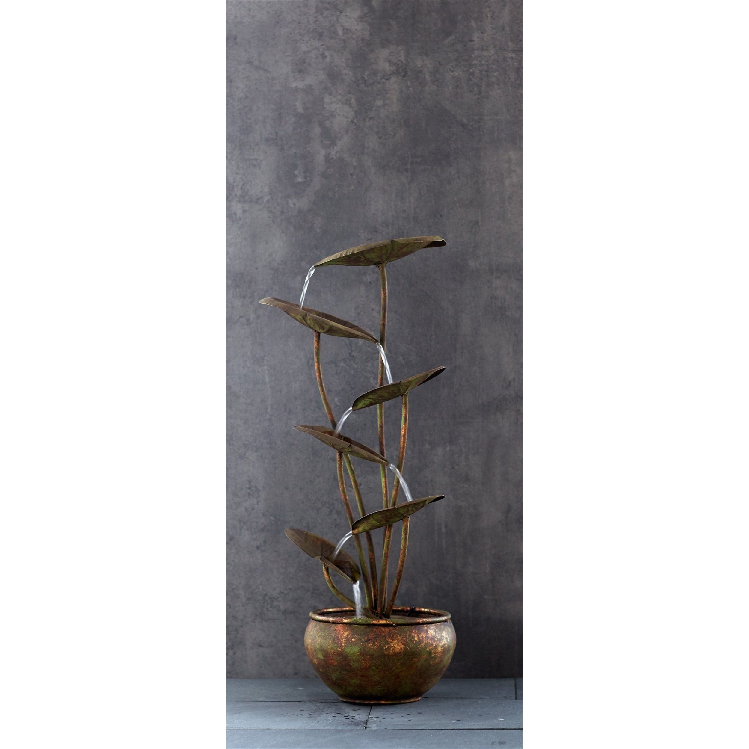 Melrose International Lotus Fountain 30.5”H Metal Fountain w/ UL Pump 66295DS