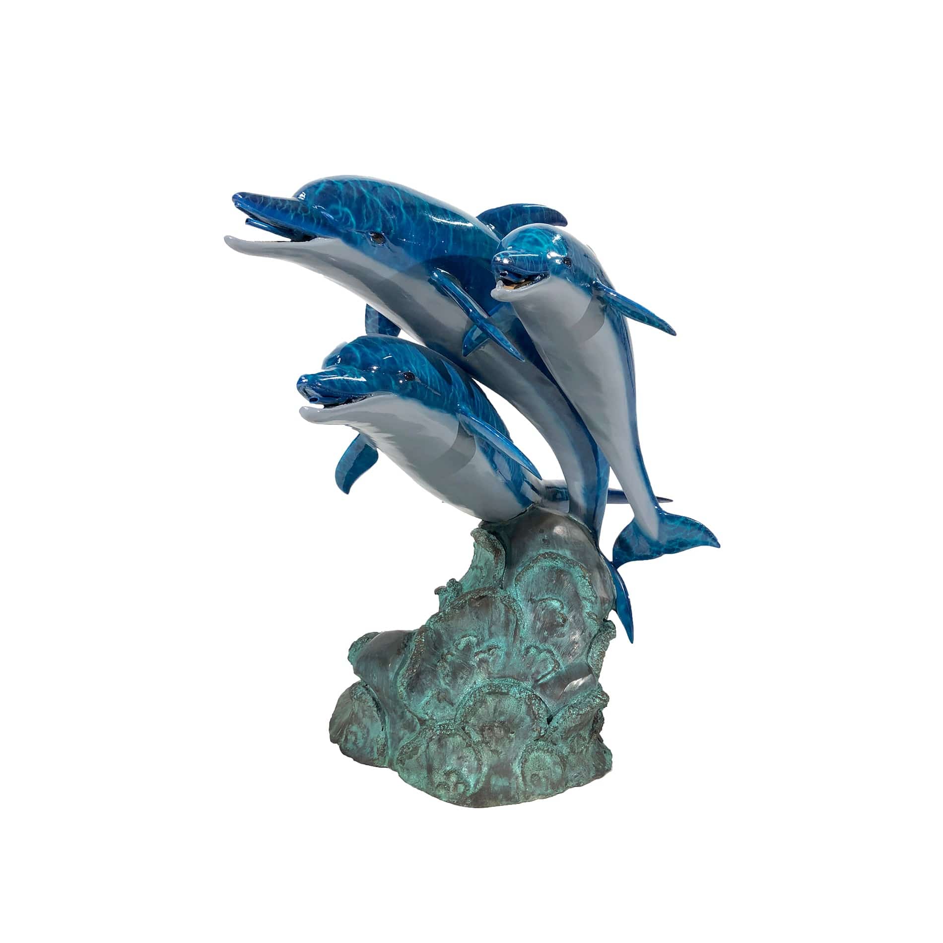 Metropolitan Galleries Bronze Colorful Dolphin Trio Fountain Sculpture SRB45867C