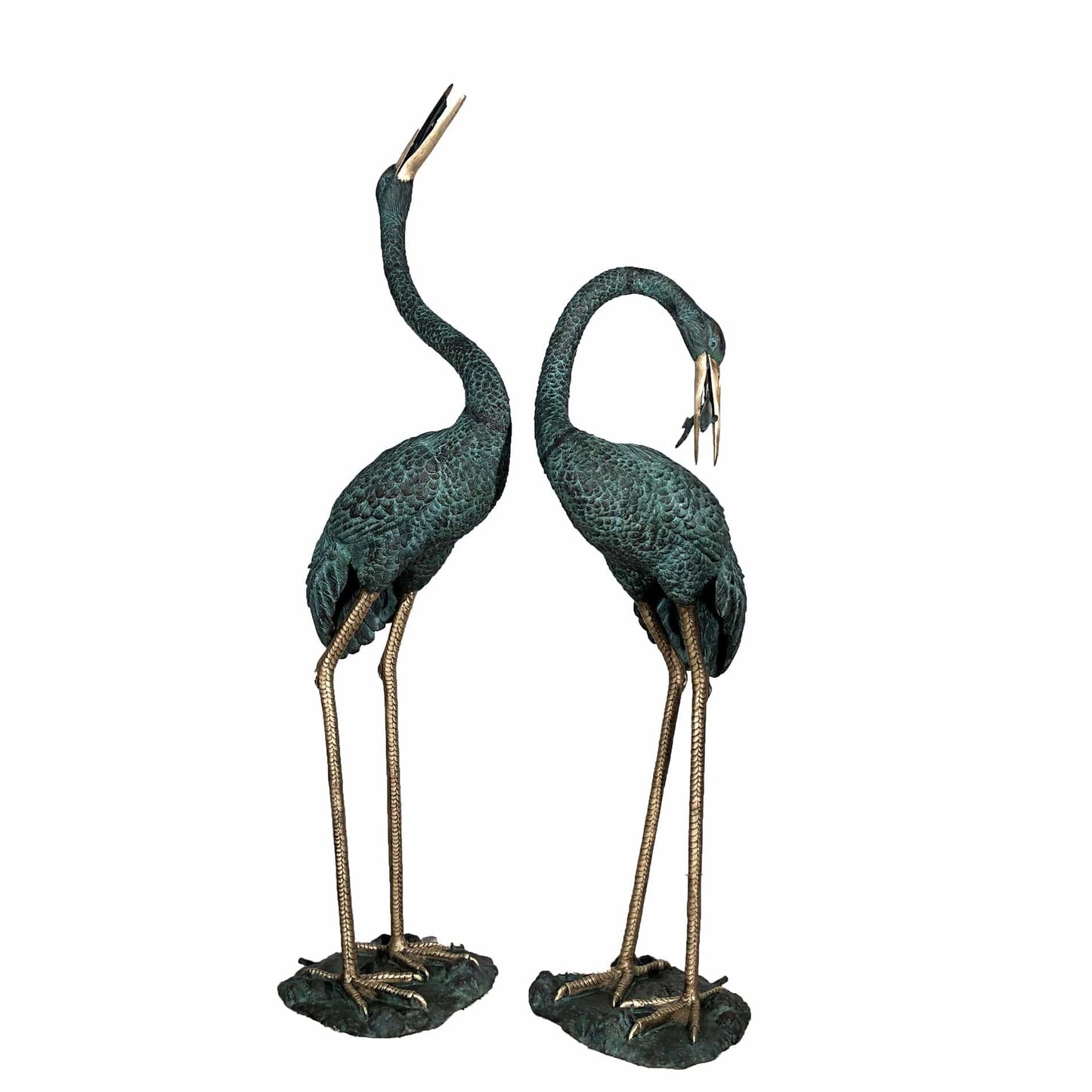 Metropolitan Galleries Bronze Crane Fountain Sculpture Set with Brass Highlights SRB45715-A-BH