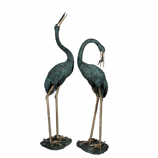Metropolitan Galleries Bronze Crane Fountain Sculpture Set with Brass Highlights SRB45715-A-BH