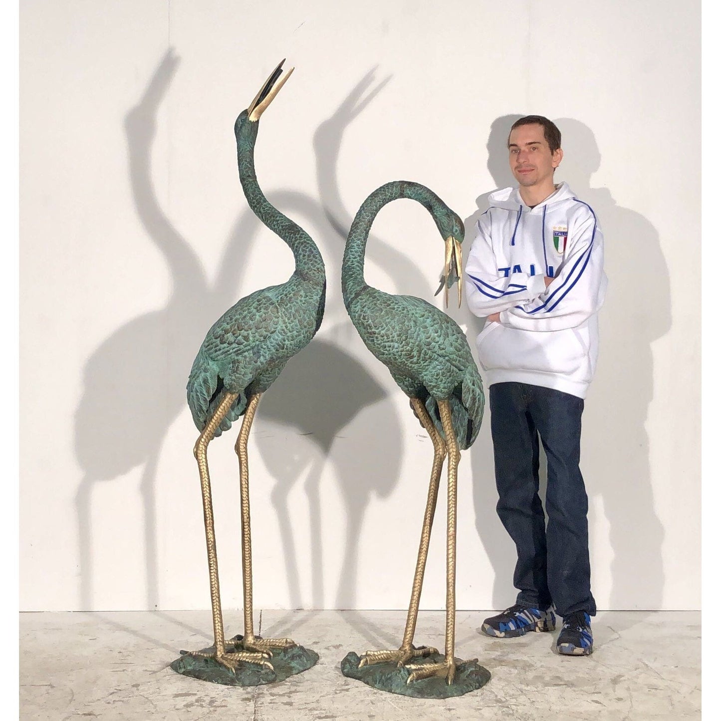 Metropolitan Galleries Bronze Crane Fountain Sculpture Set with Brass Highlights SRB45715-A-BH