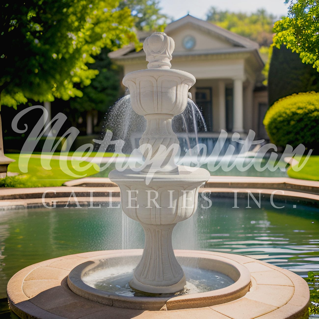 Metropolitan Galleries Marble Venetian Chalice Two Tier Fountain JBF1500
