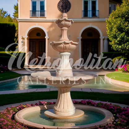 Metropolitan Galleries Rose Marble Three Tier Casa de Sol Fountain JBF1300