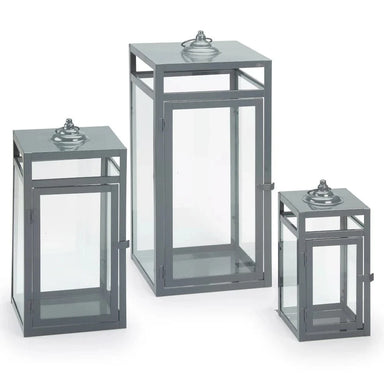 Smart Solar Brayson Candle Lanterns (Set of 3) Gray D-M922L-SML-GRY