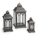 Smart Solar Lombard Metal Lanterns (Set of 3)  Black DM930BLK