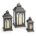Smart Solar Lombard Metal Lanterns (Set of 3)  Black DM930BLK