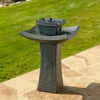 Smart Solar Mahayana Zen 2-Tier IntelliSOLAR Fountain with Remote - Aged Iron 34252024 34252024