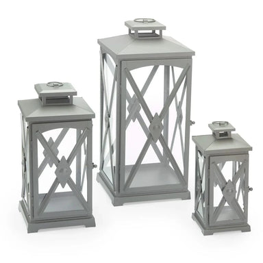 Smart Solar Miles Candle Lanterns (Set of 3) Gray D-M924L-SML-GRY