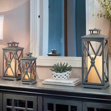 Smart Solar Miles Candle Lanterns (Set of 3) Gray D-M924L-SML-GRY