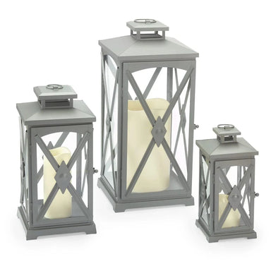 Smart Solar Miles Candle Lanterns (Set of 3) Gray D-M924L-SML-GRY 20UNPKD-T