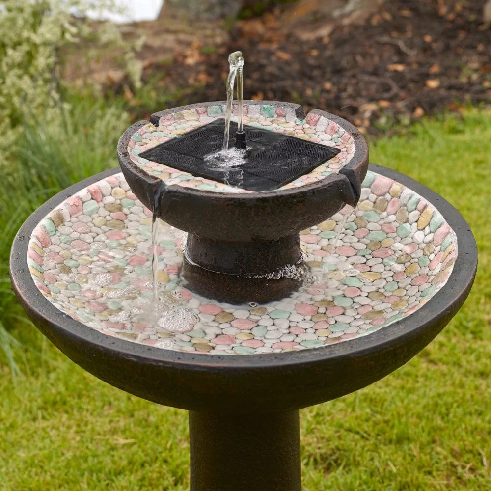 Smart Solar Riverstone 2-Tier intelliSOLAR Fountain with Remote 34208024 34208RM1