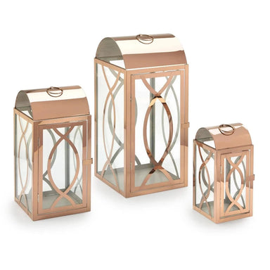 Smart Solar Rogan Candle Lanterns (Set of 3) Rose Gold D-M921L-SML-RG