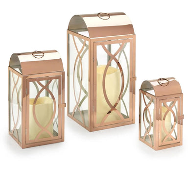 Smart Solar Rogan Candle Lanterns (Set of 3) Rose Gold D-M921L-SML-RG