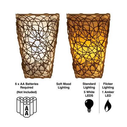 Smart Solar Sconce with White Shade and Black Wicker IEL-2100 20UNPKD-T
