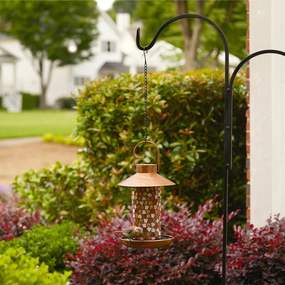 Smart Solar Floor Heater Adelie Mosaic Glass Bird Feeder with Solar Light - Copper 38260108 / 7.68" diameter x 13.80" height Smart Solar Adelie Mosaic Glass Bird Feeder with Solar Light - Copper 38260108
