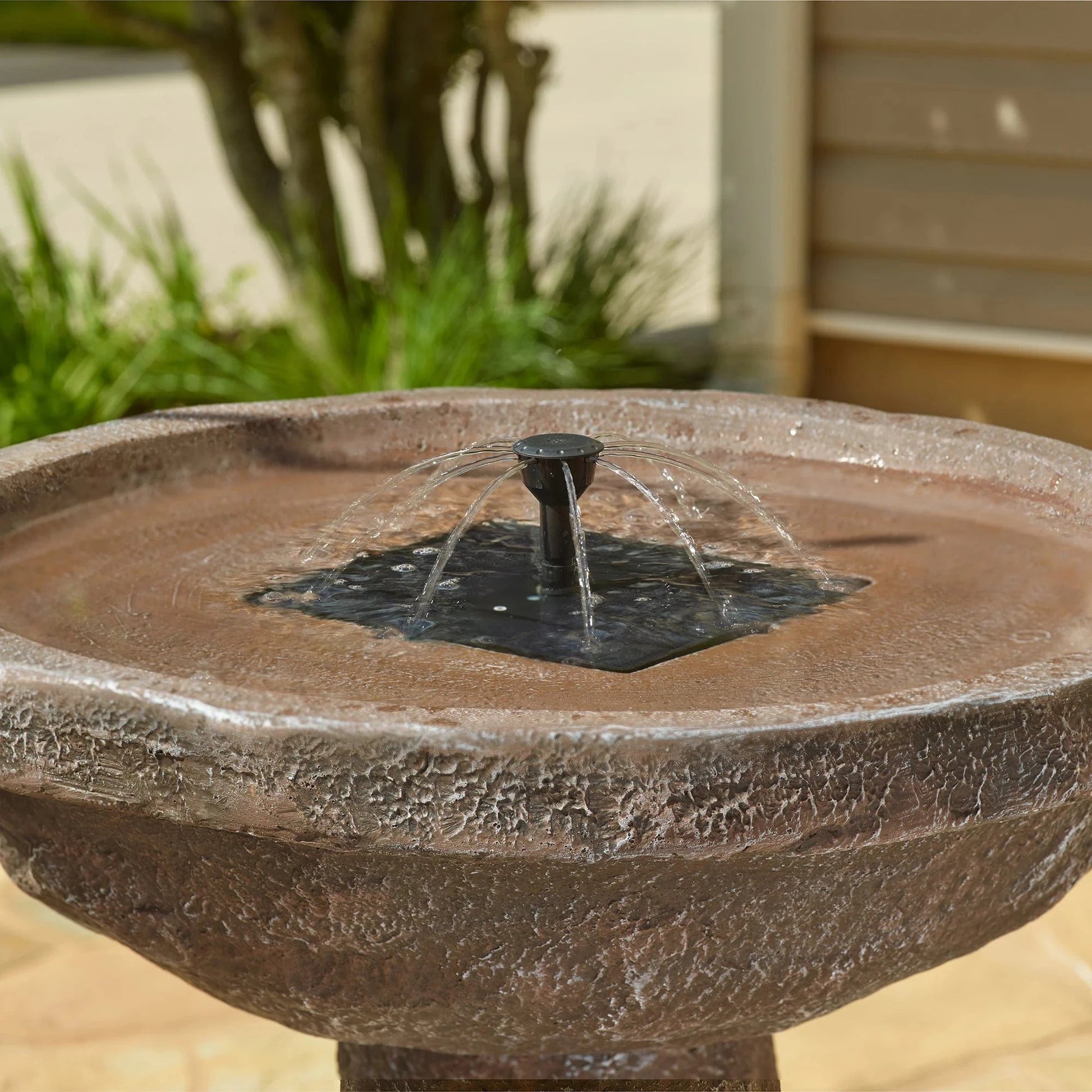 Smart Solar Outdoor Fountains Bedrock IntelliSOLAR Birdbath with Remote 20388024 / 19.25" Diameter (9" W base) x 29.25" H Smart Solar Bedrock IntelliSOLAR Birdbath with Remote 20388024