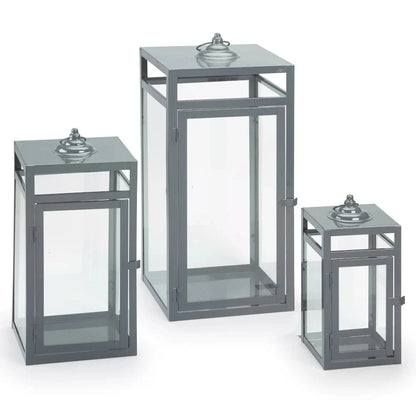 Smart Solar Tabletop Light Smart Solar Brayson Candle Lanterns (Set of 3) - Gray D-M922L-SML-GRY