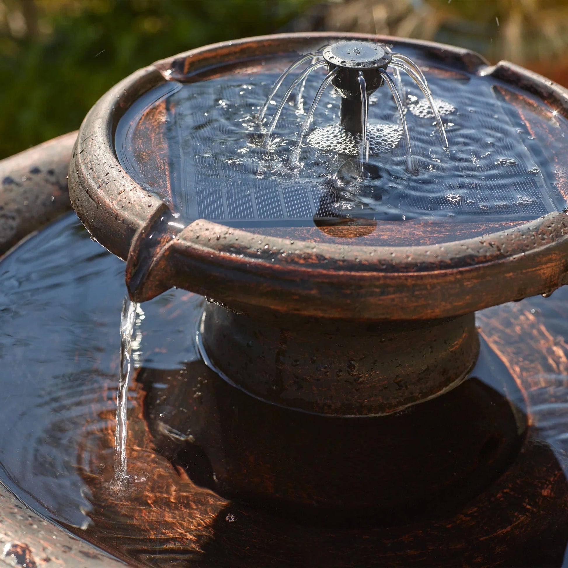 Smart Solar Outdoor Fountains Chatsworth 2-Tier IntelliSOLAR Fountain with Remote - Oiled Bronze 24260024 / 21" Diameter (10" W base) x 30" H Smart Solar Chatsworth 2-Tier IntelliSOLAR Fountain with Remote - Oiled Bronze 24260024