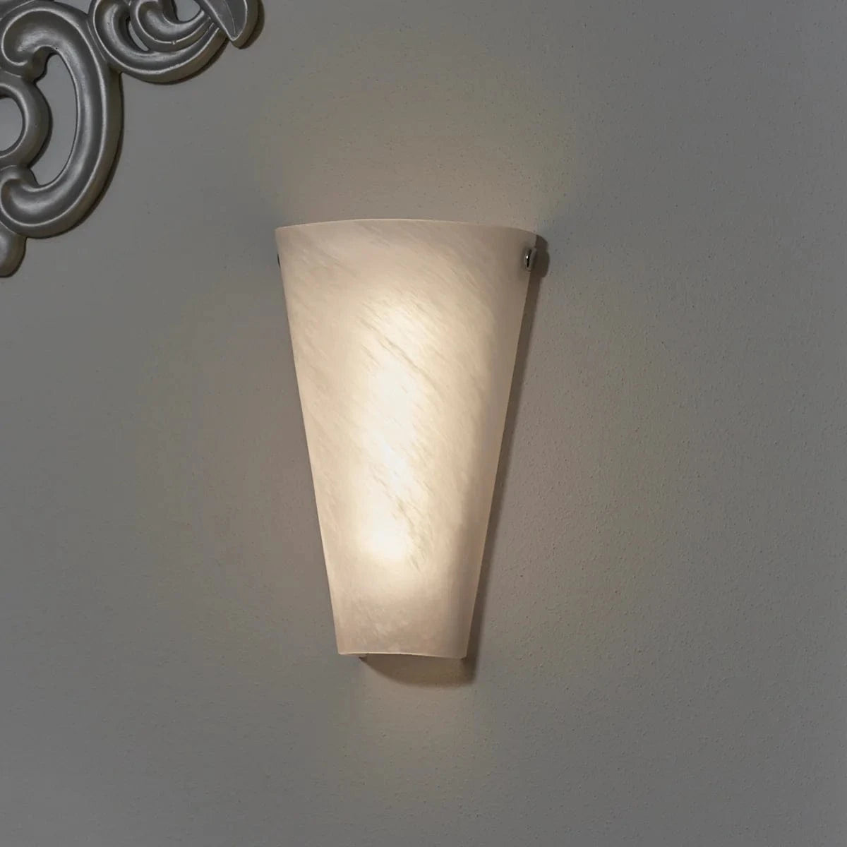 Smart Solar Wall Light Frosted Marble Glass Conical Sconce IEL-4400 / 7"W x 4"D x 10"H Smart Solar Frosted Marble Glass Conical Sconce IEL-4400