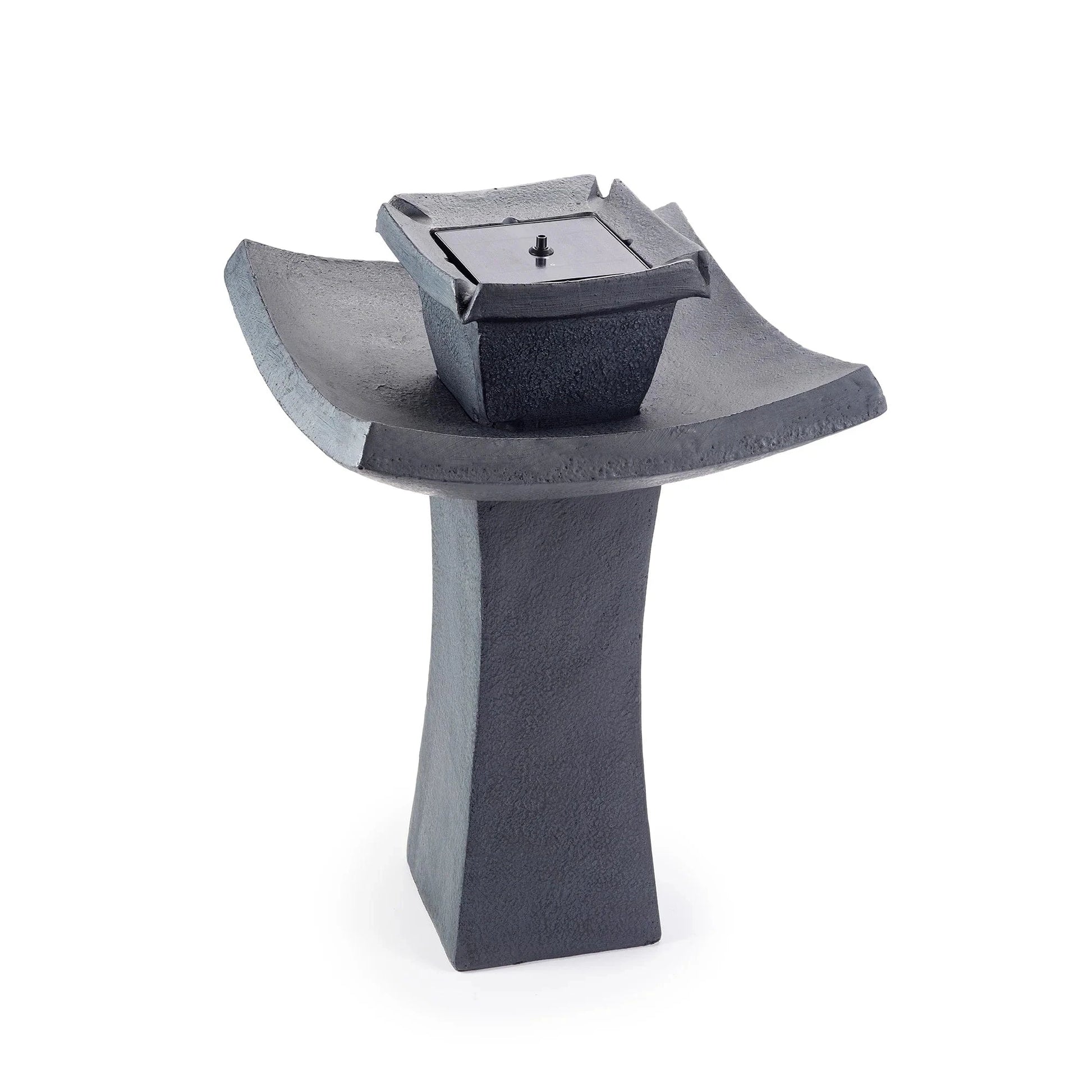 Smart Solar Outdoor Fountains Mahayana Zen 2-Tier IntelliSOLAR Fountain with Remote - Aged Iron 34252024 / 19.25" Diameter (9" W base) x 29.25" H Smart Solar Mahayana Zen 2-Tier IntelliSOLAR Fountain with Remote - Aged Iron 34252024