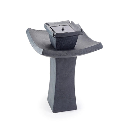 Smart Solar Outdoor Fountains Mahayana Zen 2-Tier IntelliSOLAR Fountain with Remote - Aged Iron 34252024 / 19.25" Diameter (9" W base) x 29.25" H Smart Solar Mahayana Zen 2-Tier IntelliSOLAR Fountain with Remote - Aged Iron 34252024
