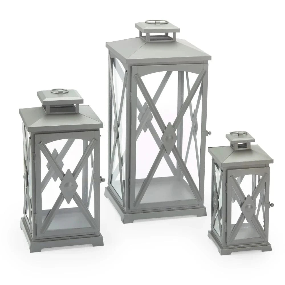Smart Solar Tabletop Light Smart Solar Miles Candle Lanterns (Set of 3)- Gray D-M924L-SML-GRY
