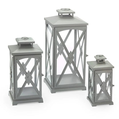 Smart Solar Tabletop Light Smart Solar Miles Candle Lanterns (Set of 3)- Gray D-M924L-SML-GRY