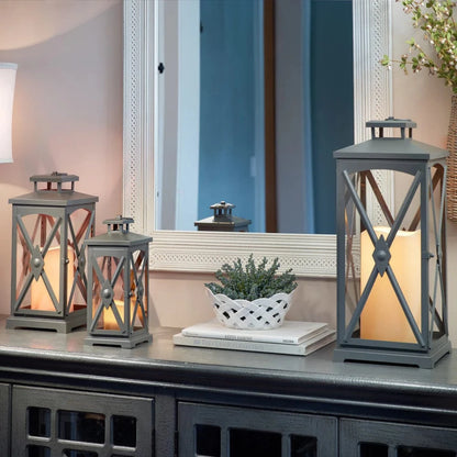 Smart Solar Tabletop Light Smart Solar Miles Candle Lanterns (Set of 3)- Gray D-M924L-SML-GRY