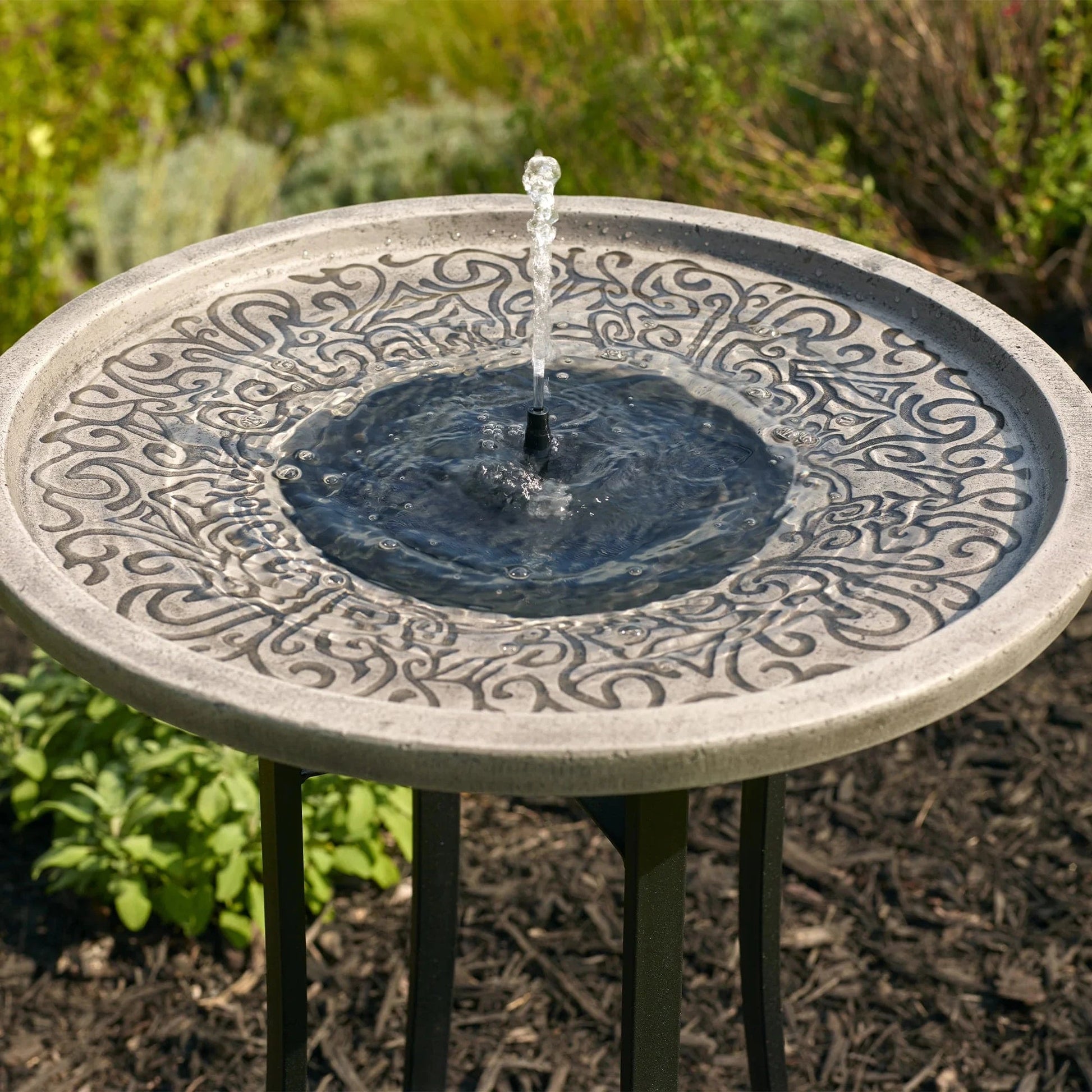 Smart Solar Outdoor Fountains Perello IntelliSOLAR Birdbath with Remote - Distressed Gray 25401024 / 20.5" L x 20.5" W x 28.3" H Smart Solar Perello IntelliSOLAR Birdbath with Remote - Distressed Gray 25401024