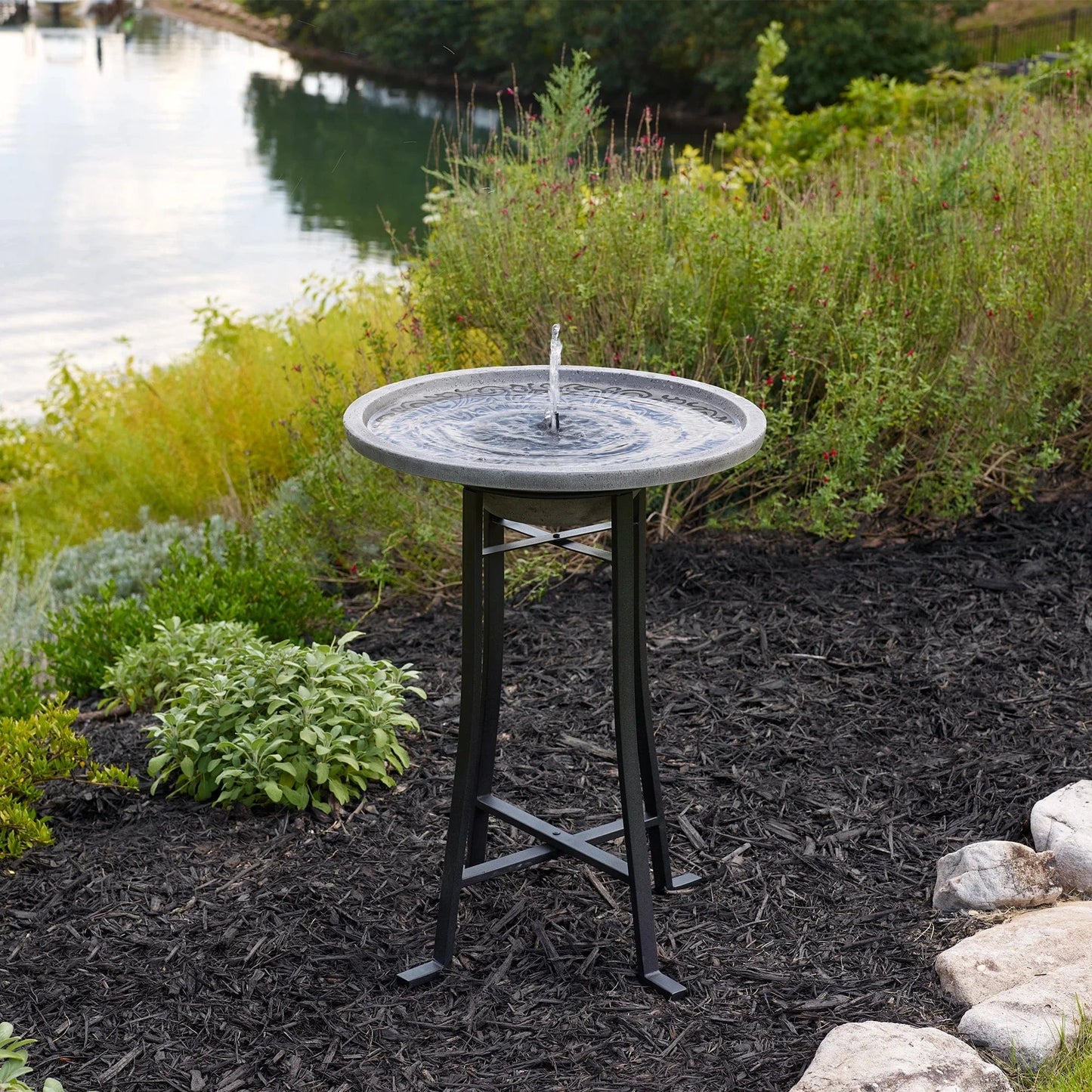 Smart Solar Outdoor Fountains Perello IntelliSOLAR Birdbath with Remote - Distressed Gray 25401024 / 20.5" L x 20.5" W x 28.3" H Smart Solar Perello IntelliSOLAR Birdbath with Remote - Distressed Gray 25401024