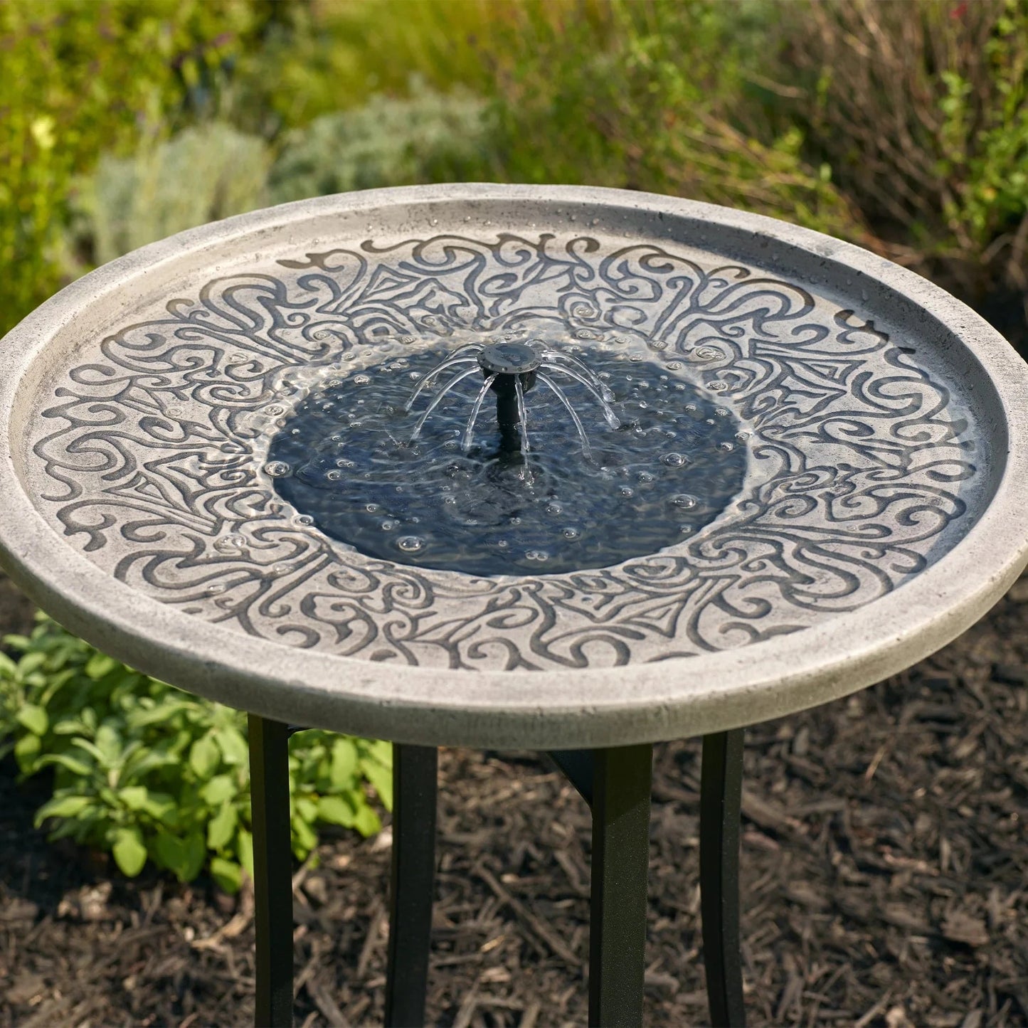 Smart Solar Outdoor Fountains Perello IntelliSOLAR Birdbath with Remote - Distressed Gray 25401024 / 20.5" L x 20.5" W x 28.3" H Smart Solar Perello IntelliSOLAR Birdbath with Remote - Distressed Gray 25401024