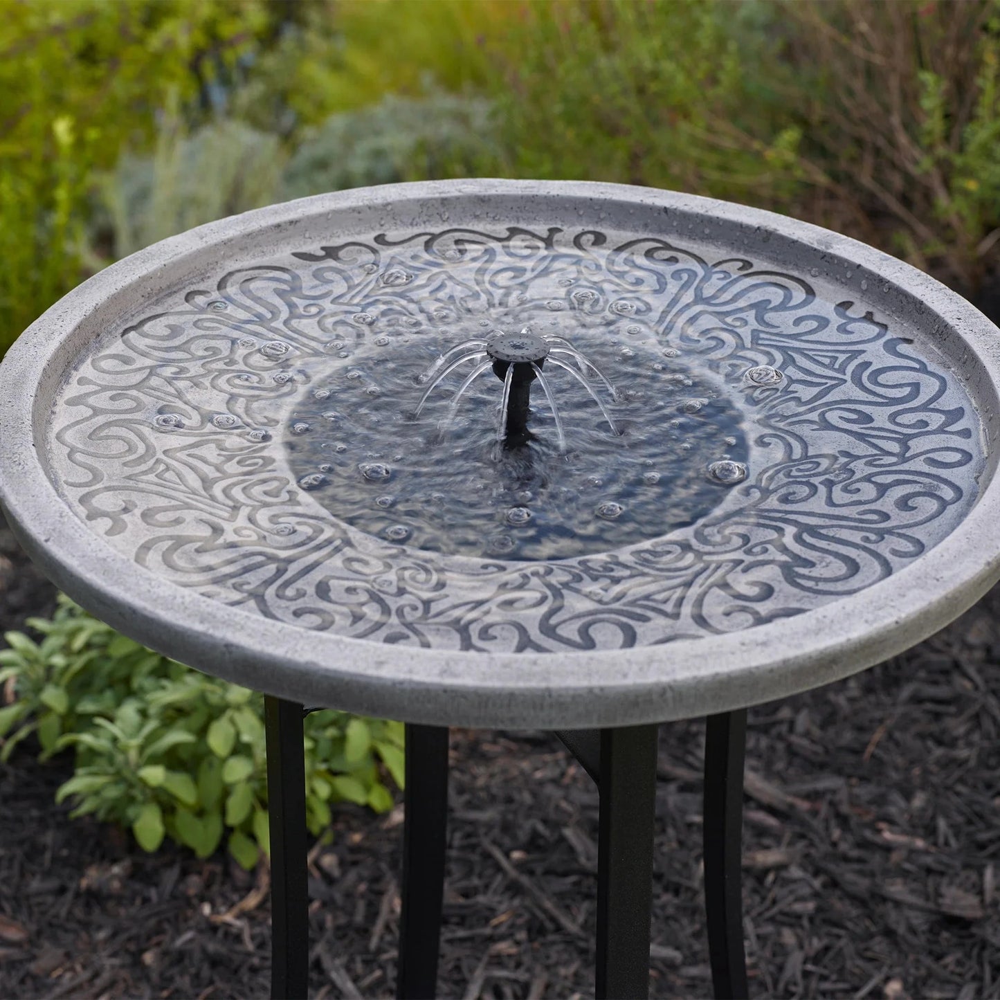 Smart Solar Outdoor Fountains Perello IntelliSOLAR Birdbath with Remote - Distressed Gray 25401024 / 20.5" L x 20.5" W x 28.3" H Smart Solar Perello IntelliSOLAR Birdbath with Remote - Distressed Gray 25401024