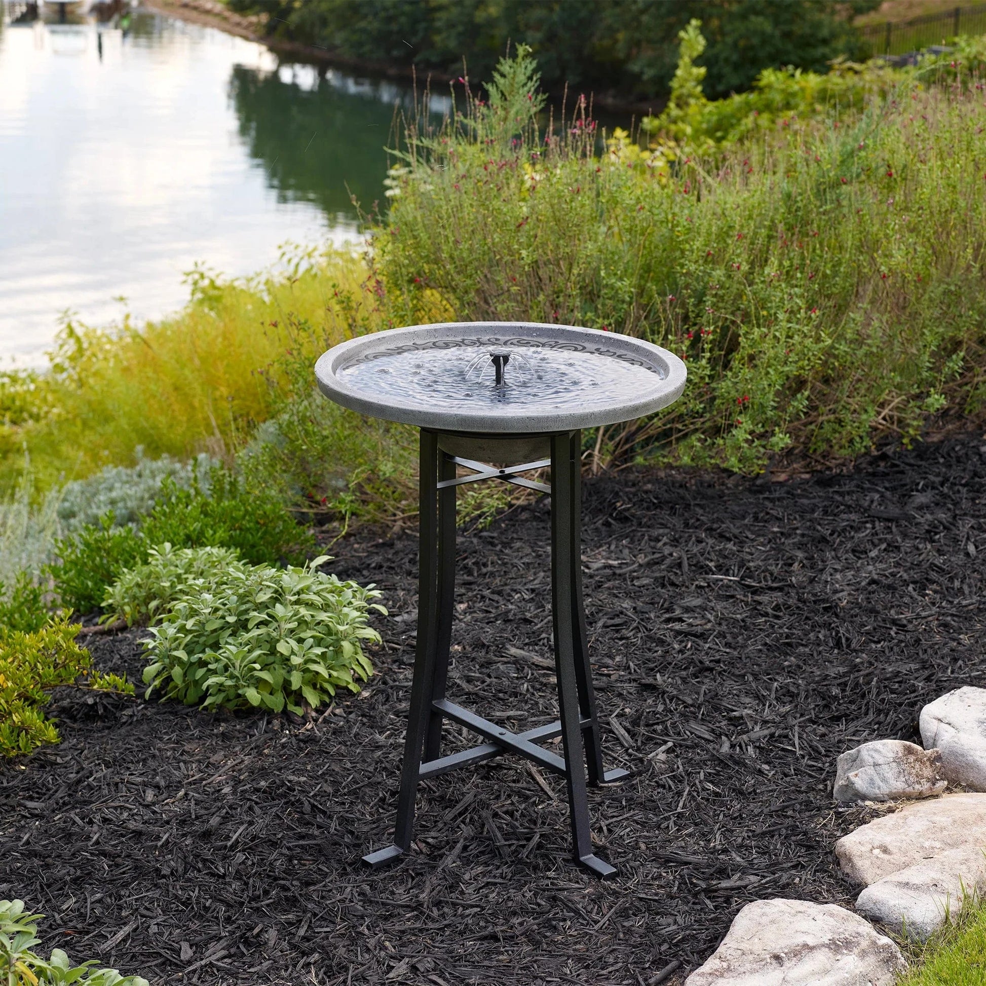 Smart Solar Outdoor Fountains Perello IntelliSOLAR Birdbath with Remote - Distressed Gray 25401024 / 20.5" L x 20.5" W x 28.3" H Smart Solar Perello IntelliSOLAR Birdbath with Remote - Distressed Gray 25401024