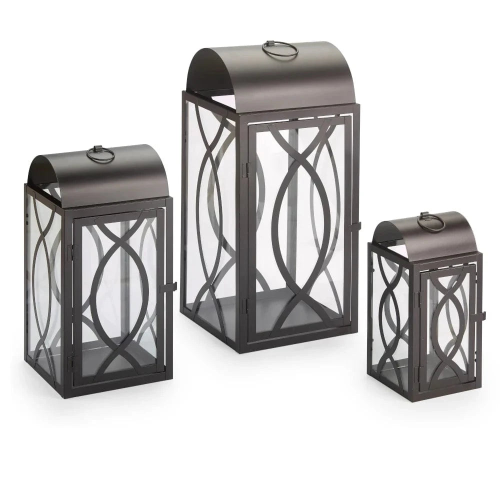 Smart Solar Tabletop Light Smart Solar Rogan Candle Lanterns (Set of 3) - Black D-M921L-SML-BLK