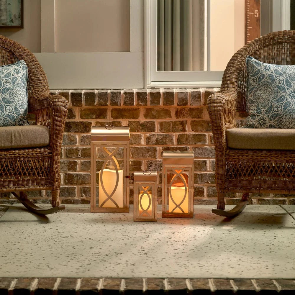 Smart Solar Tabletop Light Smart Solar Rogan Candle Lanterns (Set of 3) - Rose Gold D-M921L-SML-RG