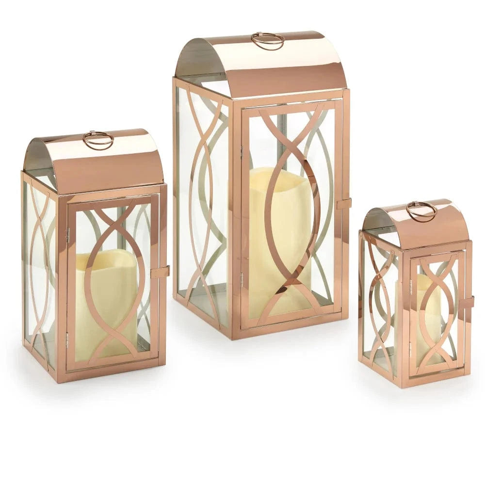 Smart Solar Tabletop Light Smart Solar Rogan Candle Lanterns (Set of 3) - Rose Gold D-M921L-SML-RG