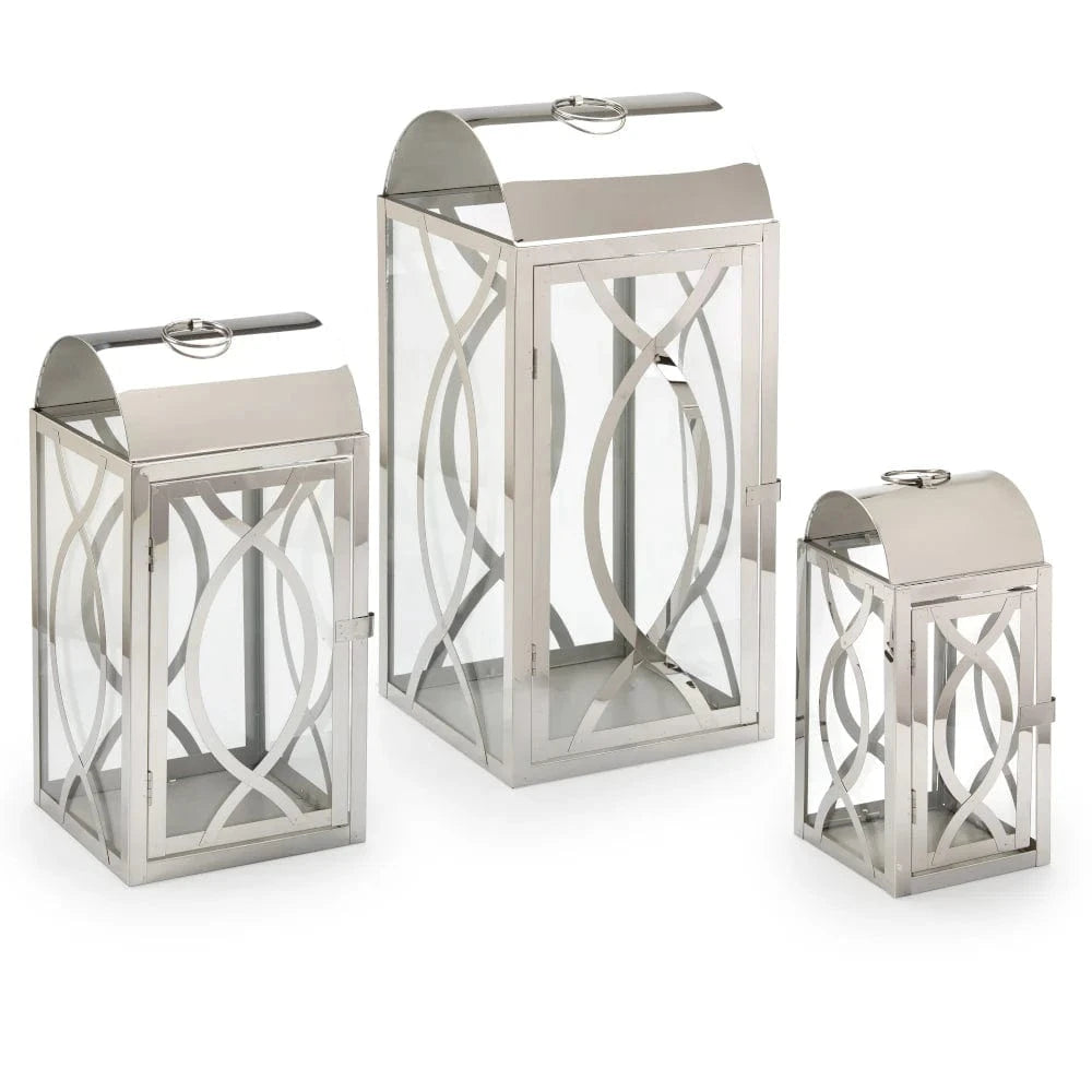 Smart Solar Tabletop Light Smart Solar Rogan Candle Lanterns (Set of 3) - Stainless Steel D-M921L-SML-SS