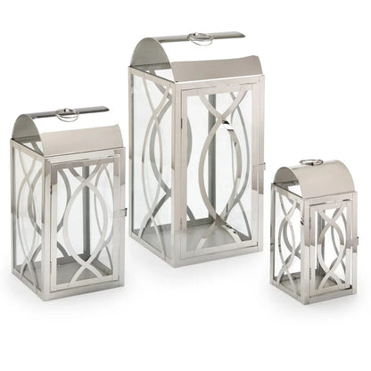 Smart Solar Tabletop Light Smart Solar Rogan Candle Lanterns (Set of 3) - Stainless Steel D-M921L-SML-SS