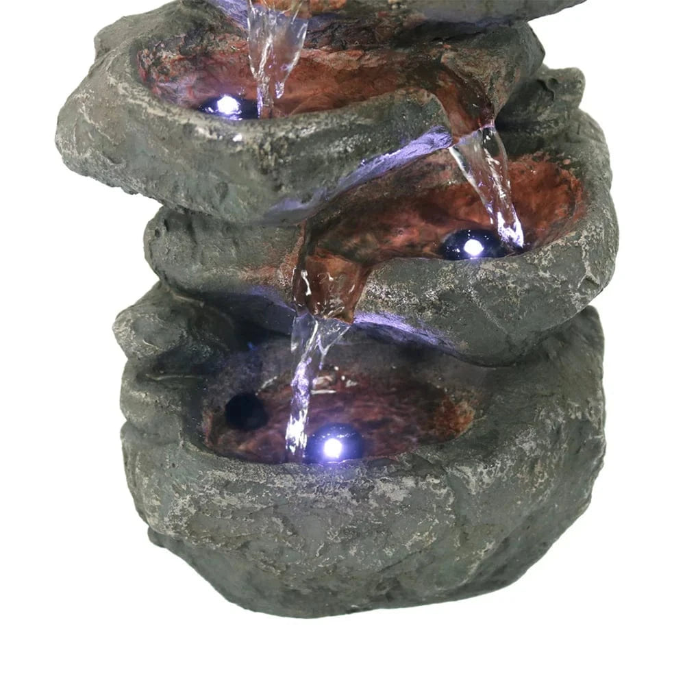 Sunnydaze 10" Stacked Rock Waterfall Fountain with LED Lights DW-35127