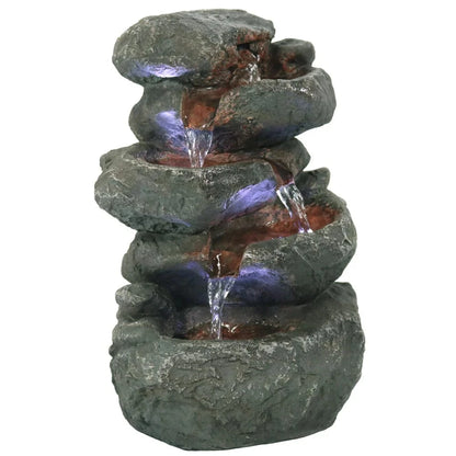 Sunnydaze 10" Stacked Rock Waterfall Fountain with LED Lights DW-35127