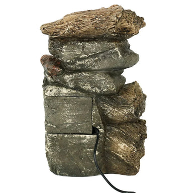 Sunnydaze 10" Tiered Rock & Log Indoor Waterfall Fountain with LED Lights DW-35126