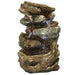 Sunnydaze 10" Tiered Rock & Log Indoor Waterfall Fountain with LED Lights DW-35126