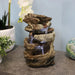 Sunnydaze 10" Tiered Rock & Log Indoor Waterfall Fountain with LED Lights DW-35126